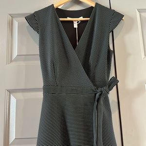 NWOT Hutch Velma wrap dress black white mini stripe